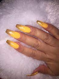 Yellow Acrylic Yellow Acrylic Yellownails Chromeyellow Chrome Ombrechrome Yellow Nails How To Do Nails Nail Paint