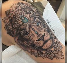 U R A Lion Not A Wolf Tattoosonback Thigh Tattoos Women Mandala Lion Tattoo Tattoos