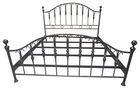 I was looking for a bed frame that would attach to the headboard i had. Aged Bronze Patina Wrought Iron Bed Frame Traditional Panel Beds By Mcm3 Llc Houzz