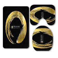 Memory foam 3 pc bathroom rug absorbent bath mat set small large and contour rug. Buy Black And Gold Design 3 Piece Bathroom Rugs Set Bath Rug Contour Mat And Toilet Lid Cover By Ann Pekin Pekin On Dot Bo