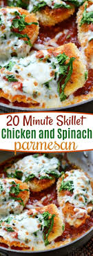 This 20 Minute Skillet Chicken And Spinach Parmesan Is The Easiest And Most Delicious Dinner Ever One That The Chicken Parmesan Recipes Yummy Dinners Recipes
