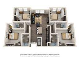 4 bedroom apartments near ucf. 4 Bedroom 4 Bathroom D1 4 Bed Apartment Mazza Grandmarc 4 Bedroom Apartments Apartment Floor Plans Three Bedroom House Plan