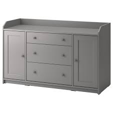 Set on slanted legs, this grey and white sideboard has two sliding doors and a removable interior shelf. Hauga Sideboard Grey 140x84 Cm Ikea