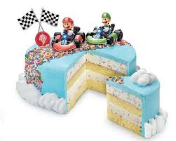 Mario brothers 23 piece birthday cake topper set featuring mario castle, bomb, mario coins, 6 mario figures including mario, luigi, princess peach, toad, yoshi, donkey kong, and 12 mario 1 decorative buttons. Cold Stone Welcomes New Super Mario Bros Rainbow Sprinkle Road Ice Cream Cake And New Mario Luigi S Masterpiece Creation The Fast Food Post