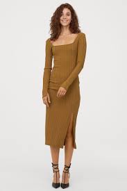 Pdp In 2020 Fitted Ribbed Dress Ribbed Bodycon Dress Sleeved Swing Dress