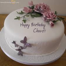 Birthday Cake For Sister Images Download The Name Chanti Is Generated On Birthday Flower Cake With Name Image Download And Sha Butterfly Birthday Cakes Birthday Cake With Flowers 70th Birthday Cake