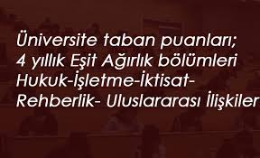 Daha önceki sistemde eşit ağırlık alanında 3 ayrı (tm1, tm2, tm3) puan türü vardı. Universite Taban Puanlari 4 Yillik Esit Agirlik Hukuk Isletme Iktisat Uluslararasi Iliskiler Taban Puanlari 2019