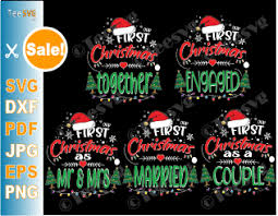 Download Our First Christmas Svg Files Bundle 1st Christmas As A Couple Mr And Mrs Married Engaged And Together Matching Couples Pjs Pajamas Shirts Ornament Svg For Cricut Silhouette Teesvg