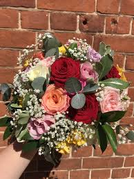 See more ideas about bouquet, rose bouquet, wedding. Mixed Rose Wedding Bouquet Mixed Colour Roses Gypsophila And Roses Colourful Wedding Created By Langto Wedding Flowers Rose Wedding Bouquet Wedding Bouquets