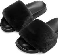 Spesoul Womens Fuzzy Slides Open Toe Furry Slide Slippers Indoor Outdoor  Slides Sandals Casual Flat Fluffy House Slippers