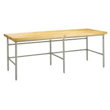 John Boos Baker S Production Table Stainless Steel Frame With 2 1 4 Thick Hard Rock Maple Wood Top Bakers Table Table Frame Table