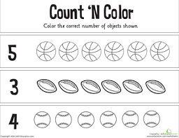 Count N Color The Numbers 1 5 Worksheet Education Com Kindergarten Math Worksheets Free Counting Kindergarten Preschool Math