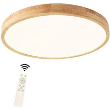 Auf lager > 2 stk, sofort lieferbar. Sjun Deckenleuchte Holz Lampe Rund Holzlampe Dimmbar Mit Fernbedienung Eiche Deckenlampe Schlafzimmer Vintage Le Deckenlampe Schlafzimmer Deckenlampe Holzlampe