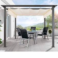 Amazon De Pavillon Pergola Aluminiumgestell Polyester Dach Stufenlos Raffbar In 2020 Pergola Pavillon Pergola Terrassenuberdachung