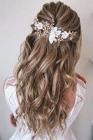 Best Wedding Hairstyle Trends 2019 Wedding Hairstyle On Curly Blonde Hair Half Up Wedding Hair Half Wedding Hairstyles Bride Wedding Hairstyles For Long Hair