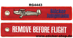 Get it as soon as wed, apr 14. Bucker Jungmann Remove Before Flight Schlusselanhanger Key Chain Sticker Shop Strerath