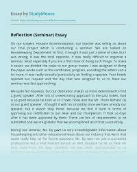 Check spelling or type a new query. Reflection Seminar Free Essay Example