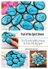 Fruit Of The Spirit Painted Stones 12 Christian Scripture Etsy Scripture Painting Fruit Of The Spirit Painted Rocks