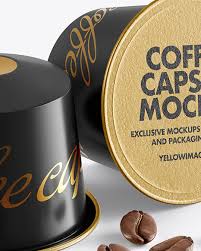 Two Coffee Capsules With Coffee Beans Mockup In Packaging Mockups On Yellow Images Object Mockups