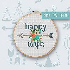 Animals, flowers, holidays and children's designs are all available. Excited To Share The Latest Addition To My Etsy Shop Happy Camper Cross Stitch Pattern Pdf Htt Cross Stitch Camper Stitch Patterns Embroidery Design Download