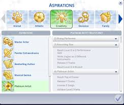 If you use photos in posts, or create sims with this aspiration, please tag me! Platinum Artist Aspiration By Adeepindigo At Mod The Sims 4 Sims 4 Updates