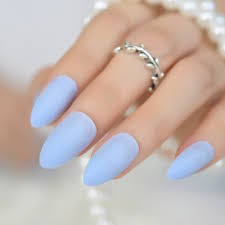 Almond fake artificial acrylic nail tips light sky blue. 24pcs Kit Sky Blue Soft Matte Nail Tips Almond Design Medium Sharp Stiletto Acrylic Nails Women Daily Wear For Makeup Tool 359p False Nails Aliexpress