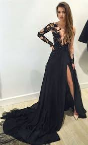 Vestido Black Long Sleeve Prom Dress Prom Dresses With Sleeves Evening Dresses Prom