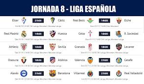 • • • liga española. Partidos Jornada 8 Liga Espanola 2020 Horarios Posiciones