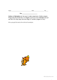 Grade 4 vocabulary worksheets where students have to identify if a sentence is a simile or a metaphor. Simile And Metaphor Worksheet English Esl Worksheets For Distance Learning And Physical Classrooms