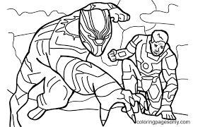Black panthers that are melanistic leopards protect themselves from larger predators by hauling their kill up into a tree to feed on it. Black Panther And Iron Man Coloring Pages Black Panther Coloring Pages Coloring Pages For Kids And Adults