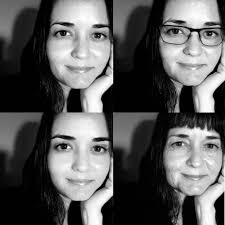 I couldn't resist the #faceapp, ha! Inspired by @missmayim 's post today,  here are 4 of me: Top row: Me today, and me w/glasses. Bottom row: Younger,  and... in my 80's! 😉