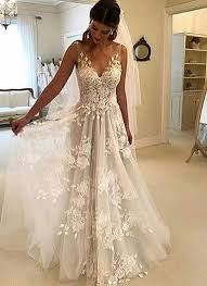 White Lace V Neck Open Back Long A Line Wedding Dress Beach Bridal Dress In 2020 Cheap Lace Wedding Dresses Wedding Dresses Uk Online Wedding Dress Shopping