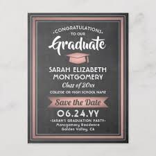 1 Photo Chalkboard Pink Graduation Save The Date Announcement Postcard Zazzle Com Photo Graduation Invitations Photo Graduation Party Invitations Gold Graduation