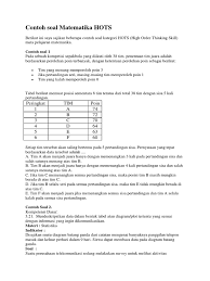 Contoh soal hots (high order of thinking skills). Contoh Soal Hots Matematika Skuylahhu
