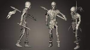 Figurines simple - Skeleton soldier, STKPR_1515. 3D stl model for CNC