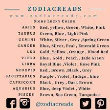 According to zodiac astrology, your lucky colors for today are as follows; Zodiac Signs Lucky Colors Zodiac Reads