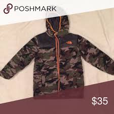 Black And Grey Camo North Face Jacket Boys North Face Camo Reversible Coat Size 8 North Face Coat Reversible Coat The North Face