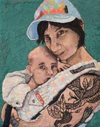 24x36 unaltered dryer lint art piece created with tweezers