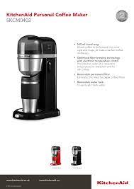 It also offers the capacity to make up to 13 dozen cookies in a single batch and 10 speeds. Kitchenaid Personal Coffee Maker 5kcm0402 Manualzz