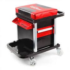 Hypertough 2 Drawer Roller Seat Tool Box Garage Stool Portable Storage