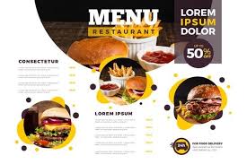 menu template in horizontal format for digital platform with photos food menu template healthy restaurant food fast food menu