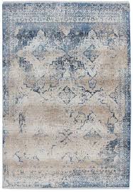 Dekorativer, rechteckiger teppich mit geometrischem muster. Vintage Teppich Antigua In Creme Blau Luxberry