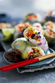 Fresh Salad Rolls With A Creamy Peanut Hoisin Sauce Pick Up Limes Nourish The Cells The Soul Salad Rolls Hoisin Sauce Fresh Salads