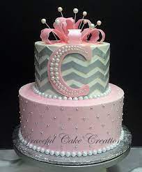 Pink And Gray Chevron Baby Shower Cake Chevron Baby Shower Cake Baby Shower Cakes Shower Cakes