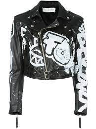 Shop Faith Connexion Graffiti Print Biker Jacket Painted Leather Jacket Graffiti Clothing Print Clothes