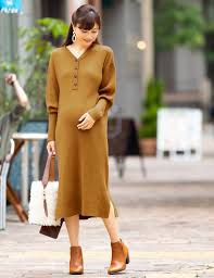 ヘンリーネックニットワンピ 授乳服マタニティウェア 産前産後兼用 マタニティウェア 授乳服 ファッションアイデア