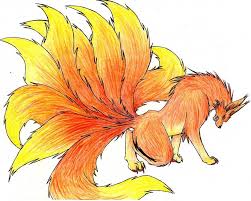 Nine Tailed Fire Kitsune Fox Drawing Fox Art Naruto Sketch