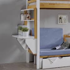 Nous le demonterons sur place avec la personne. Lit Mezzanine 90x190 Cm Avec Bureau Chauffeuse Et Rangements En Bois Et Blanc Armand