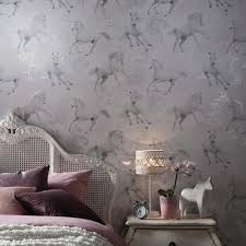 #8 bright & colourful unicorn wallpaper: Girls Bedroom Wallpaper Kids Unicorn Mermaid Glitter Ebay
