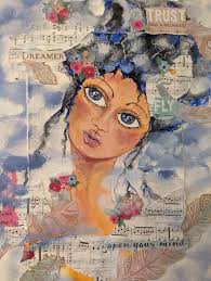 What lies behind the bold watercolor art?